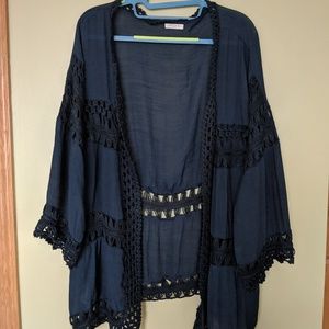 evelyn K. Open Cardigan Crocheted Details